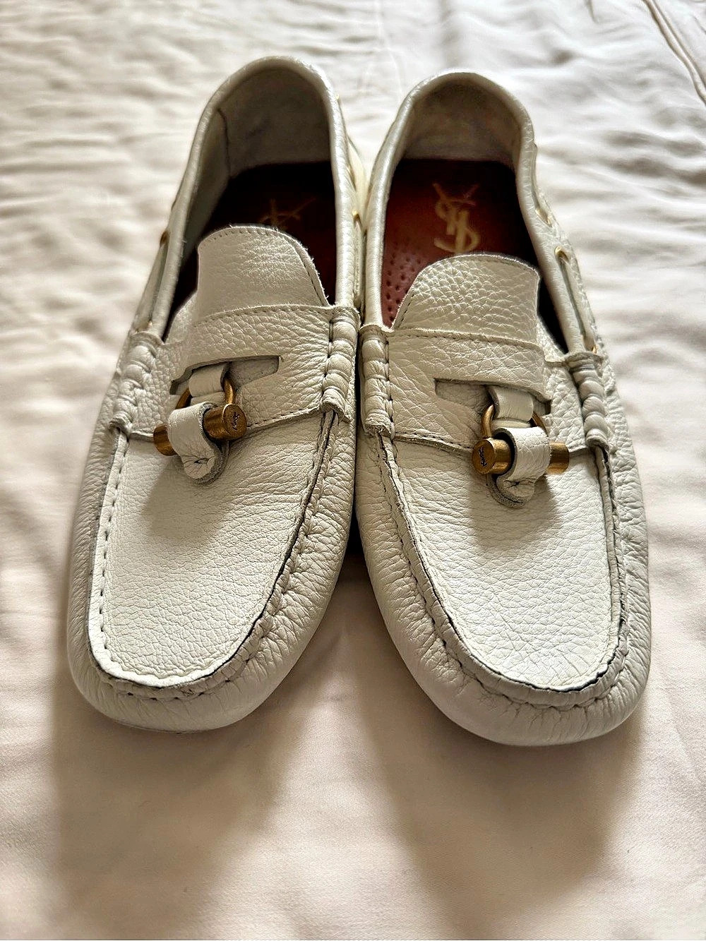 Saint Laurent Driving Loafers Leather in White